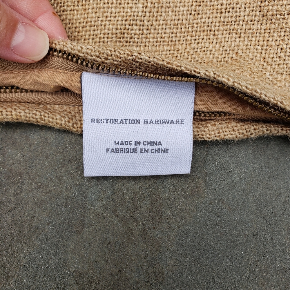 Restoration Hardware Neutral Tan Printed Linen Accent Pillow cover. - Picture 4 of 5
